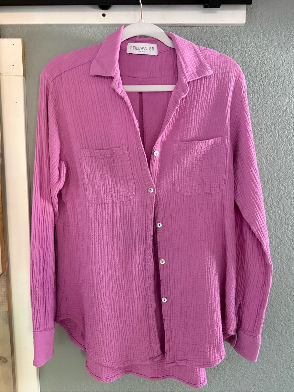 Women’s Stillwater Pink Cotton Gauze Button Down Shirt Small
